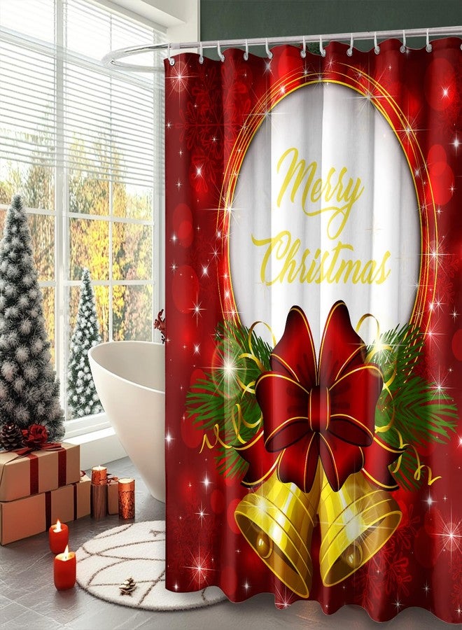 Roszwtit Merry Christmas Shower Curtain 72x72 Inch, Christmas Shower Curtains for Bathroom, Winter Xmas Holiday Home Decor Waterproof Fabric with Hooks - Image 2